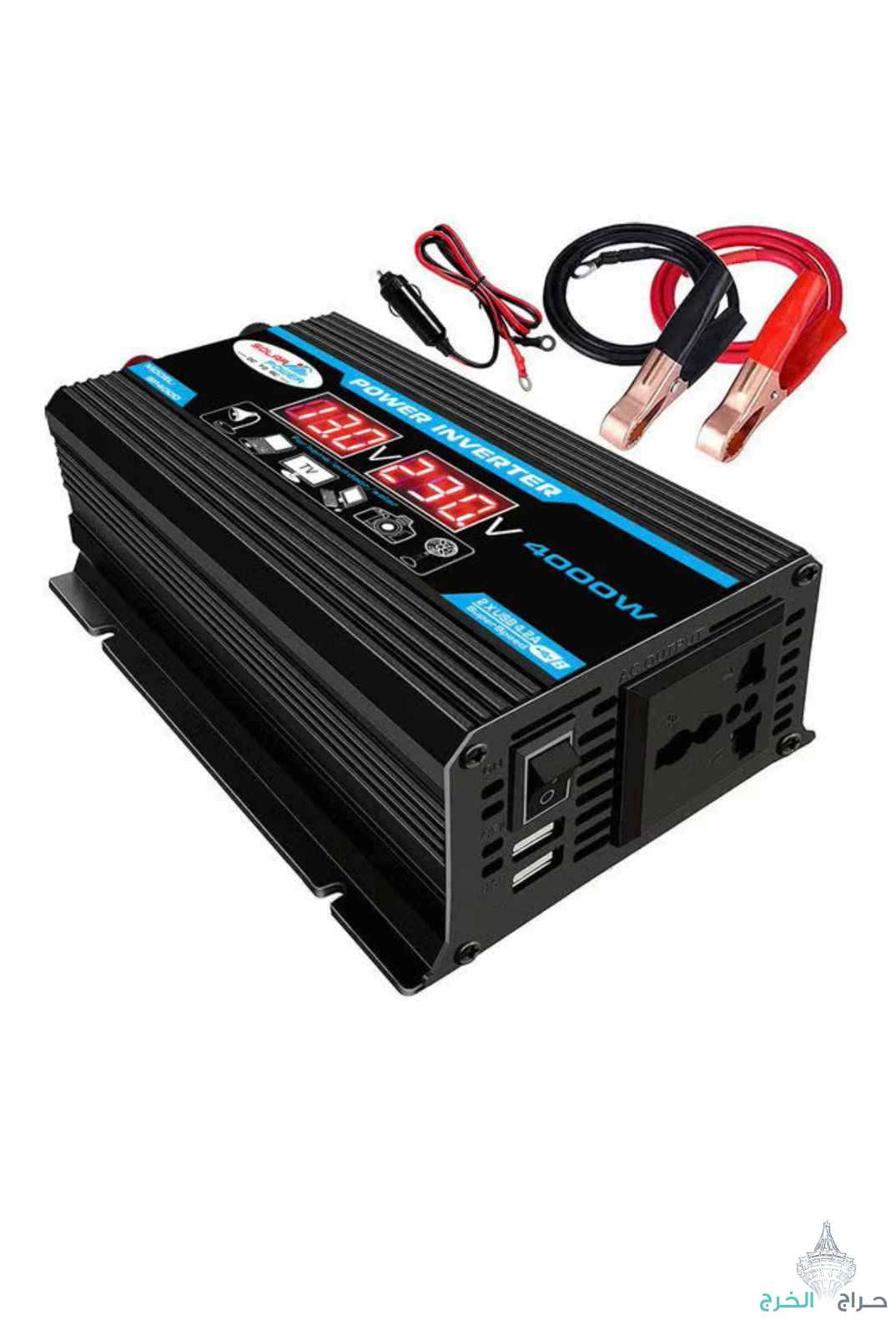 محول كهرباء سياره 12 V الي 220V4000واط مع مخارج USB