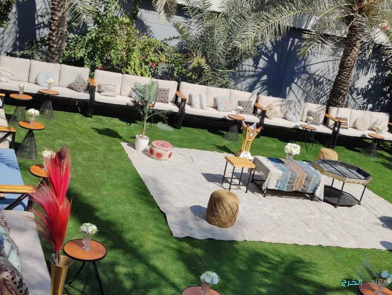 محل حفلات للتنسيق وتجهيز الحفلات والمناسبات تاجير جلسات خارجيه جلسات مغربي تاجير كراسي وطاولات طعام ومكيفات فرشات ملكي
