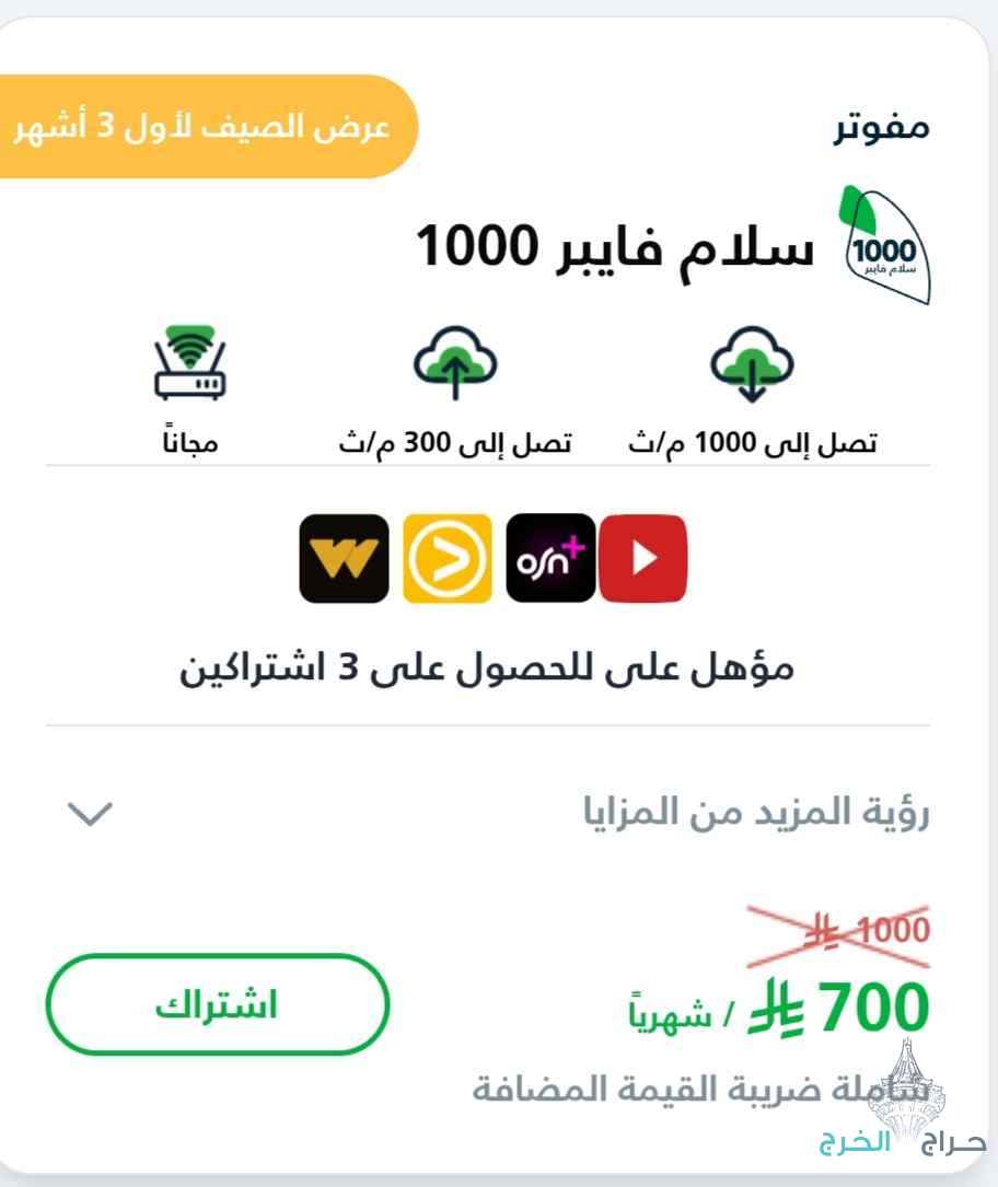 سلام فايبر نت مفتوح لا محدود 